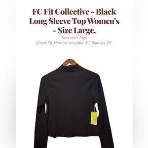 FC Fit Collective Black Mock Neck Long Sleeve Top NWT Size Large